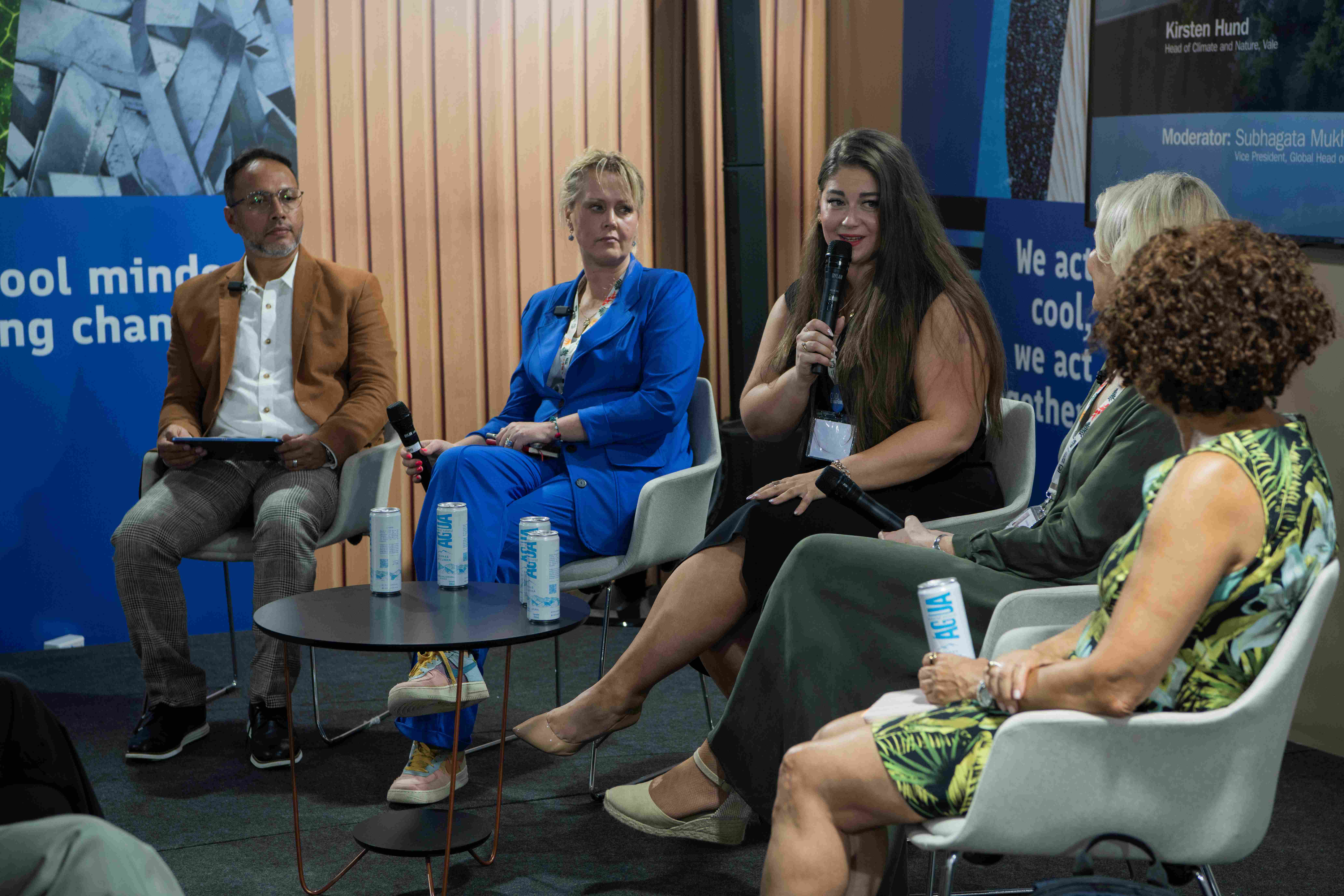 Panelists discussing during the Critical Raw Materials panel at the Finland Pavilion at COP30